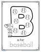 B is for baseball trace and color alphabet printable