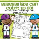 Baseball Number Practice printables 1-20. 