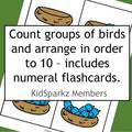 Birds counting and matching with numbers 0-10. 