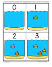 Counting submarines 0-10. 2 sets of cards - one has numbers, one does not.