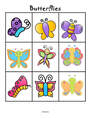 Butterflies theme lotto, concentration, matching activity. Print 2 copies.