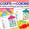 Count and write the candy colors in each jar. 11 pages.