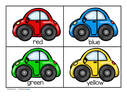 Cars colors - 12 colors, plus color word labels (color and black) to match to cars.