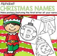 Christmas name posters: 3 sets of letters, 3 different designs – stocking, tree, and ornament. 79 pg. 