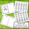 Christmas theme numbers 1-10 cut and paste booklet to make.