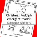 Emergent reader featuring Rudolph the Red-Nosed Reindeer, Christmas, and color words.