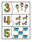 Mexican theme self-correcting numbers/sets cards, 0-20.