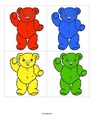 Color matching teddies to books and to backpacks - 12 colors.