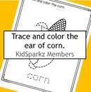 Corn theme tracing printable