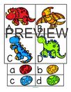 Dinosaurs and eggs alphabet matching center. 