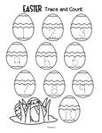 Easter eggs, bunnies and chicks tracing and counting numbers 1-10.  3 pages.