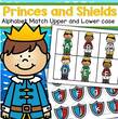 Center - Match upper case alphabet princes with lower case shields. 