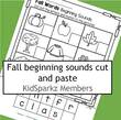 Fall beginning sounds cut and paste printable