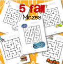 5 fall mazes - each maze features a concept related to autumn.