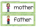 Family theme word wall 2 - 10 cards.