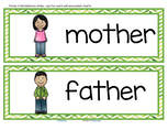 Family theme word wall 3 - 10 cards.