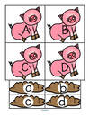 Pigs playing in mud - match upper and lower case letters.Picture