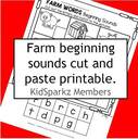 Cut and paste - match beginning sound letters to farm pictures. 
