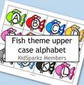Fish upper case alphabet. Use for recognition, sequencing, and matching with lower case fish bubbles.