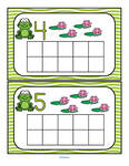 Frogs and lilypads count to 10 using 10-frames.