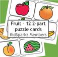 Fruit 2 part puzzle cards - 16 cards.