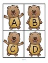 Groundhog Day theme upper case alphabet large flashcards. 