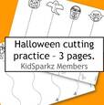 Halloween lines cutting practice - 3 pages. Straight, curved and zigzag. 