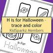 H is for Halloween alphabet coloring printable