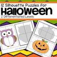 12 differentiated Halloween shadow puzzles to develop spatial awareness