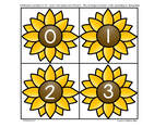 Sunflowers numbers 0-20. Count real seeds onto flower cards