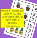 Hawaiian theme clip cards 0-10. Clip with clothespin, or cover with a counter. 