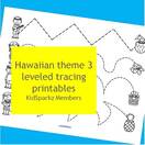 Hawaiian theme 3 leveled tracing printablesPicture