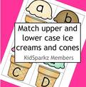 Match upper case alphabet cones with lower case ice cream scoops.