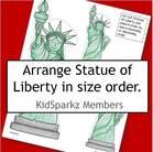 Sort Statues of Liberty according to size. 