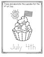 July 4th trace and decorate the cupcake.