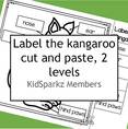 Label the kangaroo, 2 levels: match word to word, and word to empty label
