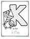K is for kite trace and color printable