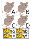 Match upper case alphabet mice cards with lower case cheese