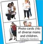 Photo cards (16) of diverse moms and children.