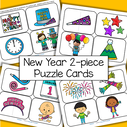 New Year theme -16 puzzle cards.