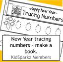 Tracing numbers 0-20 with a New Year theme.  Make a booklet. 