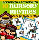 Nursery rhymes categorizing centers with follow-up cut and paste emergent reader