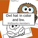 Owl hat to make, in color and b-w.