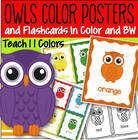 OWLS  colors posters - 11 colors , plus smaller flashcards and pages to color