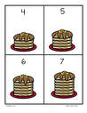 Pancakes counting and sequencing cards 1-10..
