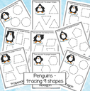 Penguins tracing shapes - 9 shapes.