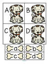 Dogs and bones alphabet cards - match upper and lower case.