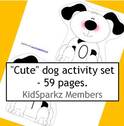 Dog theme preschool activity set - 59 pages.