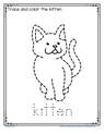 Kitten trace and color printable