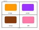 Color flashcards orange, purple, brown, pink